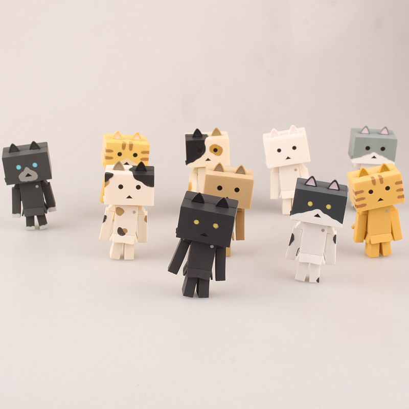 Toy Treasure Danbo Revoltech 10pcs Set – High-Quality Mini Danboard Anime Figures for Kids | Cat Backyard Nyan Board Doll Collectible Toy Gift