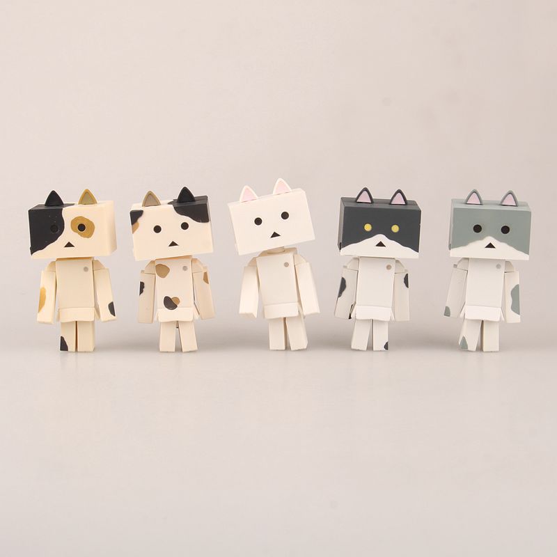 Toy Treasure Danbo Revoltech 10pcs Set – High-Quality Mini Danboard Anime Figures for Kids | Cat Backyard Nyan Board Doll Collectible Toy Gift